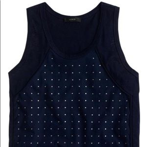 JCrew Navy Inset Embellished Tank XL